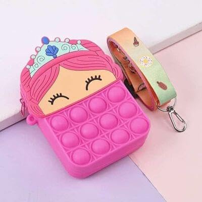 Princess Pop Bubble Fidget Toy Purse, Pink, 12 cm, with Wrist Strap, Stress Relief Sensory Toy-picture-12
