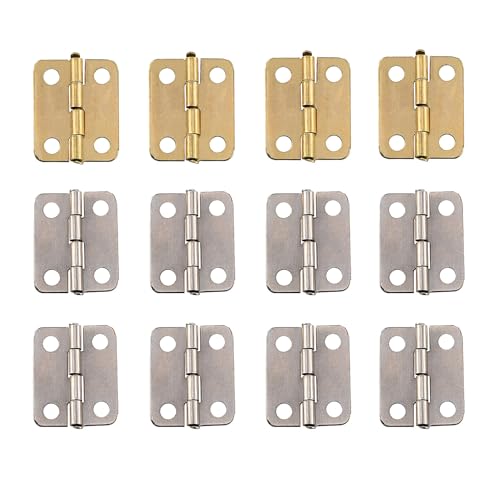 HSYTEK Lot de 12 charnières en fer antique pour portes, fenêtres, armoires et autres meubles, charnières pliables pour portes, charnières pliantes, avec vis de fixation