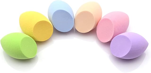 DOLOVEMK Mini Makeup Sponge Blender 6 Pcs - Latex-Free Beauty Sponge Blender Set,Applicator Sponges for Eye Makeup, Smooth Foundation Sponge Powder (6 Color FLAT EDGE)