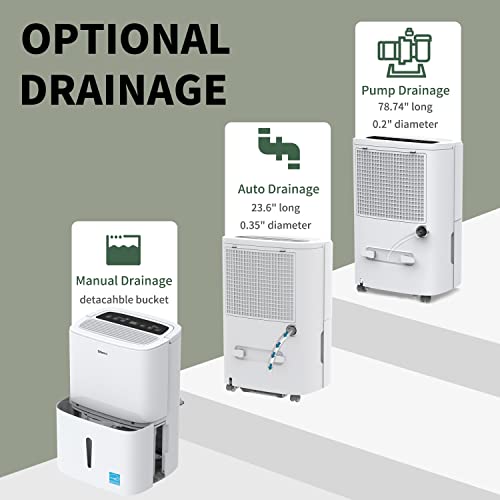 Image of Shinco 7,000 Sq.Ft Energy Star Dehumidifier with Pump and WIFI, Ideal for Large Industrial Rooms and Home Basements, Efficient Moisture Removal and Humidity Control, 1.85 Gallons Water Tank