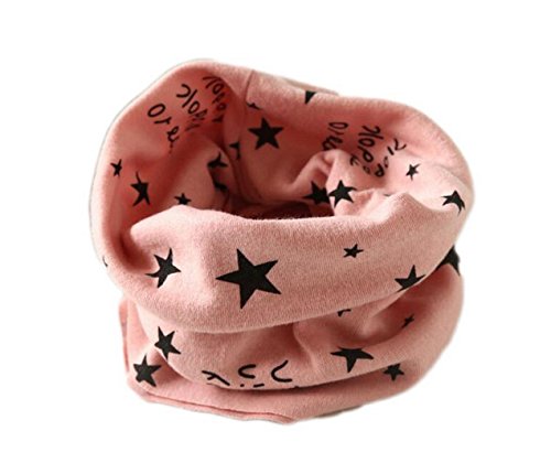Bufanda RUIIO para invierno, cálido diseño de estrellas, de algodón, gorro, cuello, para niños y niñas., algodón, Rosa, 40 x 40 cm Cover
