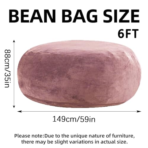 Image of Jumbo Bean Bag Chair for Adults,6FT,Bean Bags with Filler Included,Memory Foam Chair,Removable and Washable Flannel Cover, Suitable for Living Room, Bedroom and Dormitory. (Pink, 6 Foot)