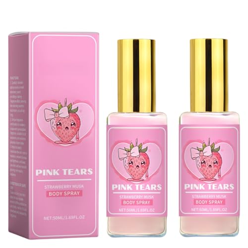 Spray Corporal Lágrimas Rosas, Leche Corporal en Spray Fresa Fresca, Frescura de larga duración, Fragancia fresca