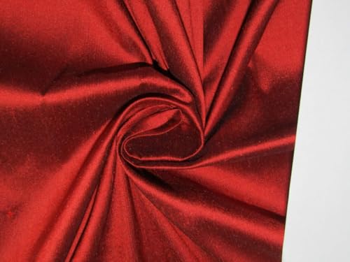 Soie dupioni rouge sang 137 cm de large au mètre pour couture et confection de haute mode