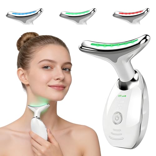 Masajeador facial de 7 colores contra arrugas,Calentable 45°C Guasha Instrumento Facial,Masaje Facial con 3 Modos de Radiofrecuencia,para Antiarrugas, Anti envejecimiento, Rejuvenecimiento
