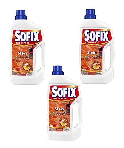 SOFIX Stein, Steinbodenreiniger, 3x1 l, mit einer schmutzabweisende Glanzschicht, reinigt und schützt Innen und Außen