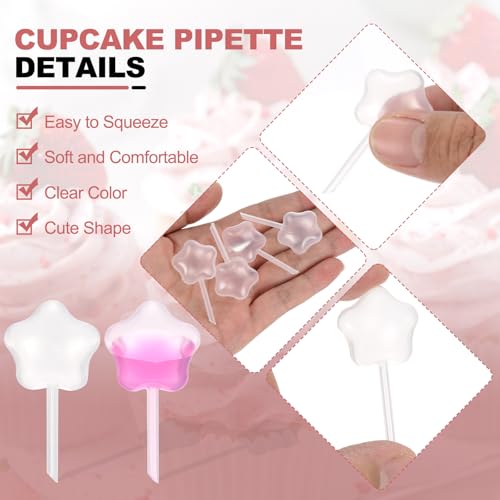Pipettes jetables cupcakes en forme d'étoile 4 ml transparentes plastique