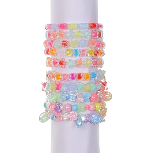 Image of ambitieux DIY Bracelet Making Kit - 24 Colorful Beads, 10m Elastic Thread, Jute Bag, and Cutter - Gift for Girls Birthdays (Double Multicolor 2)