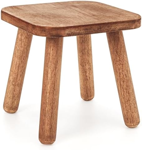 Youeon 9 Inch Small Wooden Step Stool, Non-Slip One Step Stool fo...