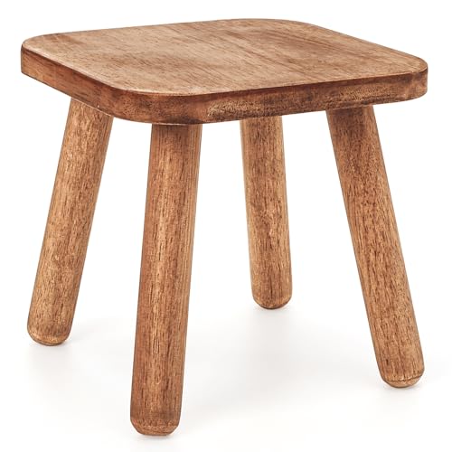 Youeon 9 Inch Small Wooden Step Stool, Non-Slip One Step Stool for Adults, Holds up to 300 Lbs, Portable & Sturdy, Footstool for Bedroom, Bathroom, Kitchen, Easy to Assemble