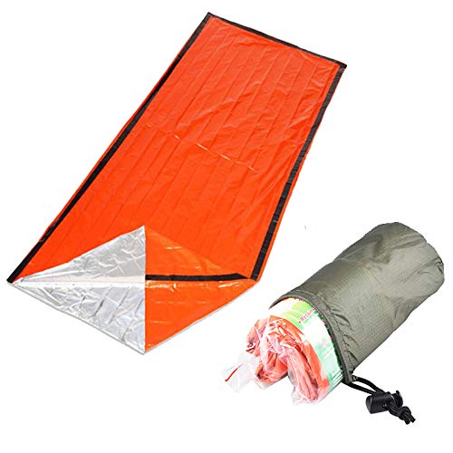 Lot de 2 abris d'urgence imperméables et chauds pour dormir en plein air, premiers secours, équipement de camping, isolation et sauvetage SOS