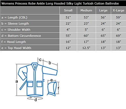 Arus Womens Princess Ankle Long Hooded Lightweight Turkish Cotton Bath Robe Misty Rose, Large #TOP6