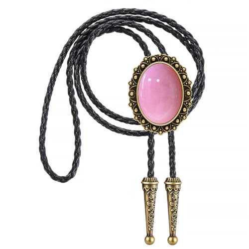 Image of Jeilwiy Bolo Tie for Men Western Cowboy Tie Necklace Gold Bolo Tie Leather Necktie Halloween Tie Accessories for Women
