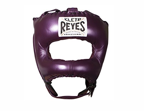 CLETO REYES Traditional Leather Boxing Headgear with Nylon Face Bar - Purple