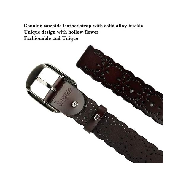 JASGOOD Fashion Women's Genuine Leather Waist Belt With Alloy Buckle,A-Coffee(Silver Buckle), Suit for Pant Size 26-30Inch - Image 7