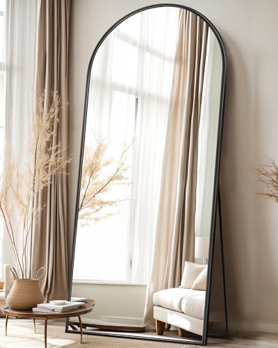Suidia Arched Full Length Mirror, 76"x34" Floor Mirror Freestanding, Floor Standing Full Body Mirror with Stand for Bedroom, Hanging Mounted for Living Room Cloakroom, Black