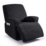 Ruaozz Recliner Sofa Covers Oversized Recliner Chair Covers Recliner Covers for Reclining Chair with Pockets Washable Furniture Protector with Elastic Bottom (1 Seater-X Large, Black)