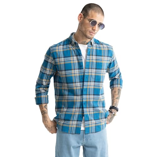 Image of SNITCH Blue Checkered Cotton Shirt