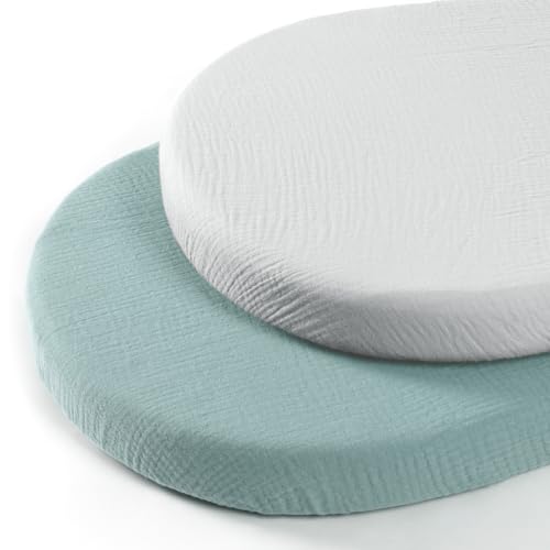 lulumoon Musselin-Baumwolle Spannbettlaken 2er Set: Bettlaken Beistellbett...