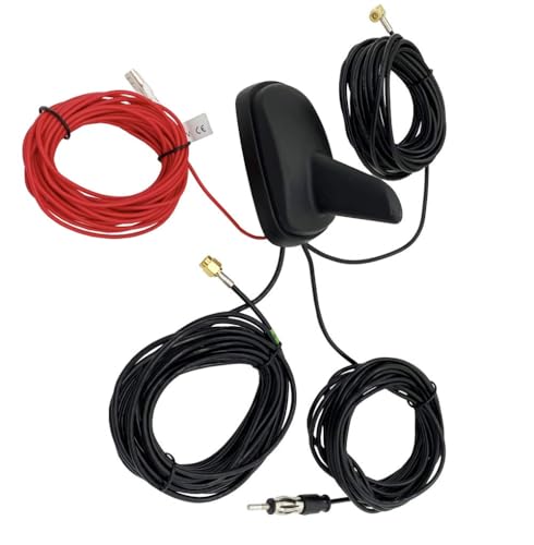 Vecys Dab Dab + FM/AM GPS Voiture Antenne Requin Aileron Toit Signal Amplificateur SMB à SMA à DIN Adaptateur 5M RG174 Câble pour Navigation Système