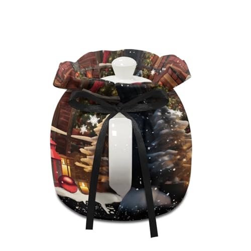 Image of Snowman Show Window Teapot Cozies, Heat Preservation Teapot Dust Cover with Drawstring Creative Kitchen Tea Pot Cover, Home Kitchen Table Hotel Christmas Decor