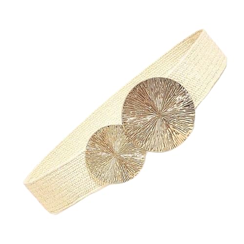 Elastic Waist Belt Punk Chain for Stylish Cowgirl Modern Golden Buckle Waist Chain Wide Belt Fashion Accessory4