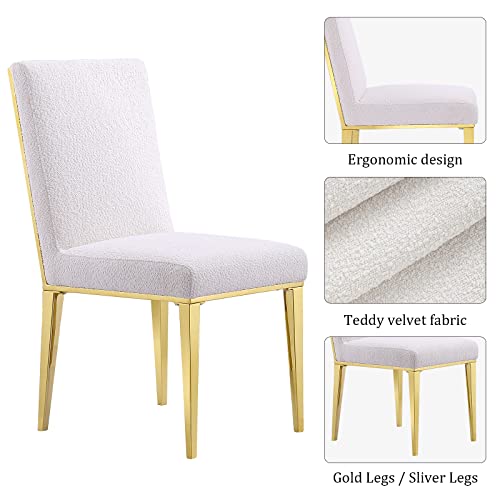 Azhome Dining Chairs, Upholstered Dining Chairs And Back Metallic Geometric Design, Modern White Dining Chairs With Gold Legs, Heavy Duty Dining Chairs For Kitchen,Dining Room,Hall(White, Set Of 4) #TOP3