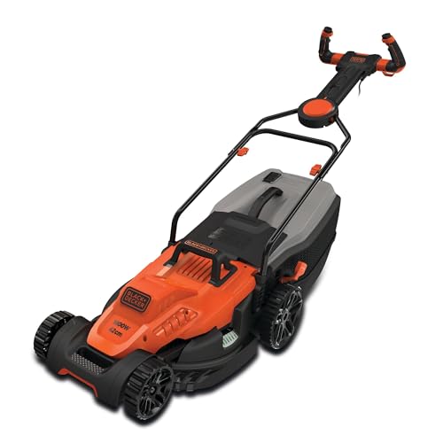 BLACK+DECKER Tondeuse Filaire 1800W, Tondeuse à Gazon Electrique 42 cm, 6 hauteurs réglables 20, 30, 40, 50, 60 et 70 mm, Tondeuse avec Poignée EASYSTEER 3...