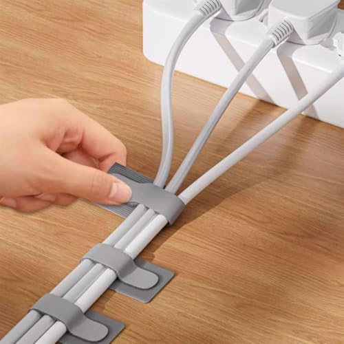 50 Clips Organizadores de Cables de Nylon para Oficina y Hogar, Reutilizables, Gris miniatura 4