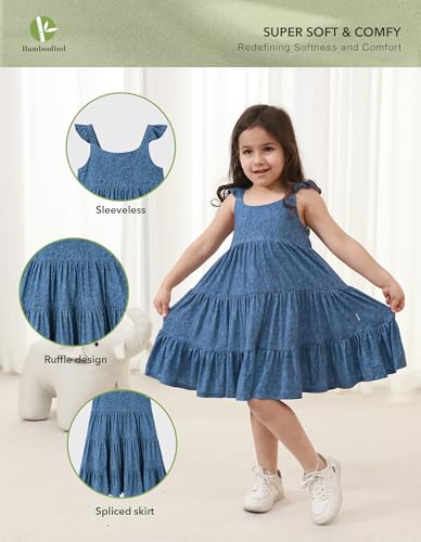 Girls Sleeveless Dress Casual Summer Dresses Swing Kids Toddlers Viscose from Bamboo Sundress Cute Dress 2-5T2