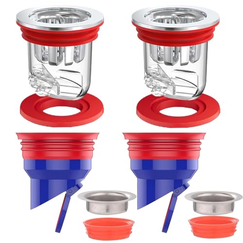 4er Geruchsverschluss Dusche Set,2 Stück 42-53 mm Geruchsverschluss Bodenablauf 2 Stück 33-45 mm Proof Floor Drain for Sewer,Abläufe Rückflussverhinderer Odor Proof Floor Drain
