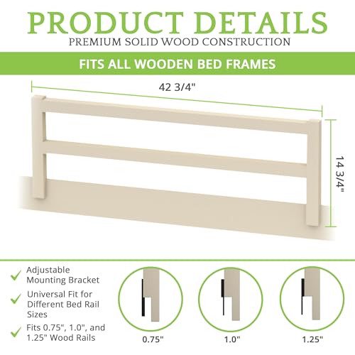 Image of Safety Guard Rail for Baby, Kids, and Children - Solid Wood Safety Bed Rail for Toddlers - Easy Installation - Premium Protection for Bunk, Twin, Full, Queen and King Size Beds - (Cloud - Evolur)