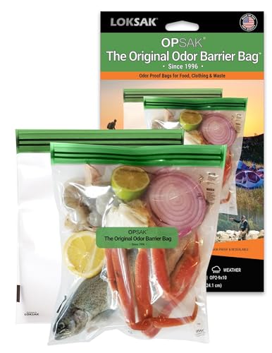 LOKSAK - OPSAK Odorproof Dry Bags for Backpacking, Hiking and Storage- Resealable Reusable and Recyclable Storage Bags (2-Pack, 9 Inch x 10 Inch)