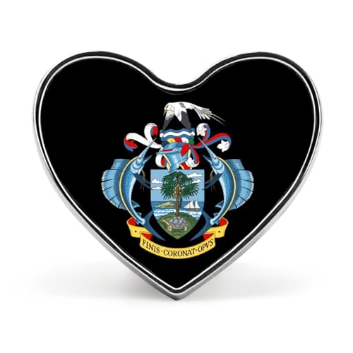 Broche en émail représentant Les Armoiries des Seychelles, en Forme de cœur, Bijou Amusant pour Sac à Dos, vêtements et Chapeaux.