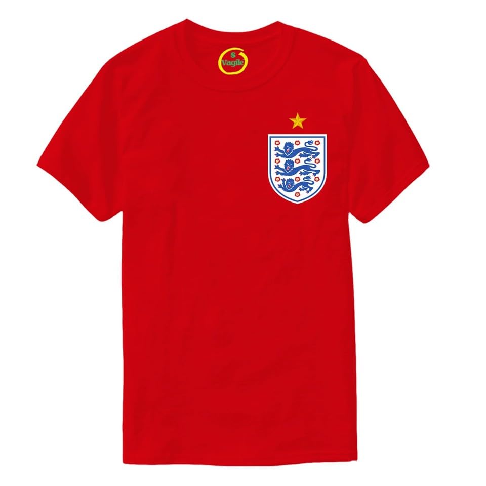 Kids England Football Tshirt Cup Team Game Shield Design Cup Team Game Red