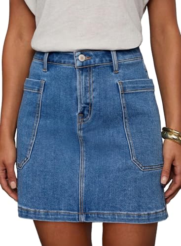 Sidefeel Women's Jean Skirt High Waisted Stretchy Casual Denim Above