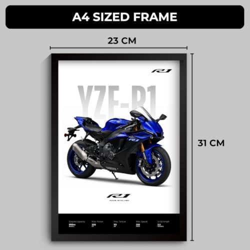 Image of Funk You Store Yamaha R1Poster | Yamaha R1 Framed Poster | Framed Matt Superbike | Bike Posters A3 Size (31 x 23 cm) | Yamaha R1 Bikes Posters for Wall, Home, Bedroom, Living room decoration (F 188)