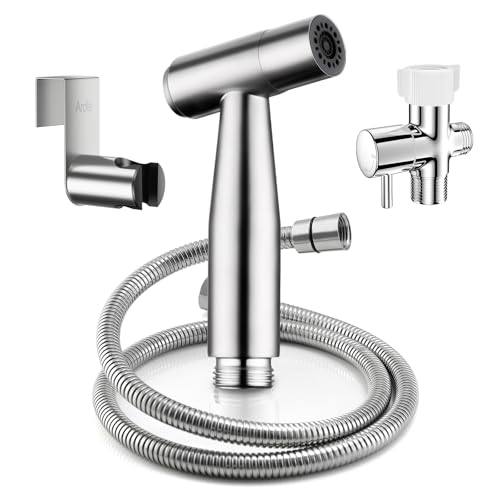 Image of Arofa Hands-Free Handheld Bidet Sprayer for Toilet, Jet Spray Adjustable Water Flow Muslim Shower with Bidet Hose, Stainless Steel Toilet Faucet Kit for Baby Cloth Diaper Cleaning