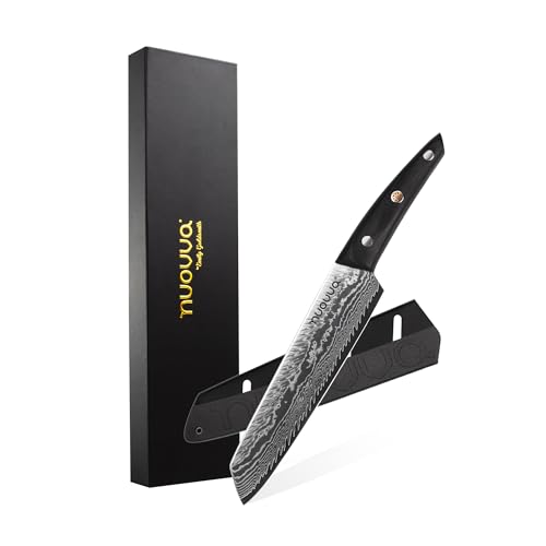 nuovva Kitchen Fileting Knife – 6.5 Inch High Carbon Japanese Slicing Knife – 67 Layer Damascus Steel – Fileting Knives with Hand-Polished Rosewood Handle – Includes Sheath & Gift Box