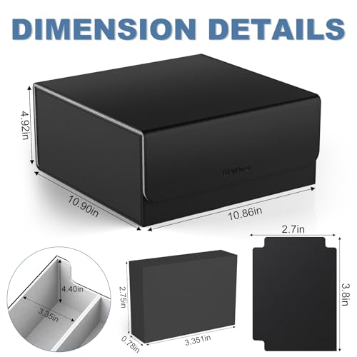 Image of Mlikero Card Deck Case, Trading Card Storage Box for Magnetic Cards Holder and Hard Plastic Cards Protectors, Leather Magnetic Closure Deck Box Fit for MTG, TCG
