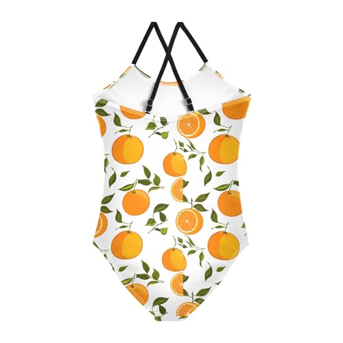 CHIFIGNO Oranges One Piece Swimsuit Kids, Spaghetti Straps, Cross Back Design, Ages 3T2