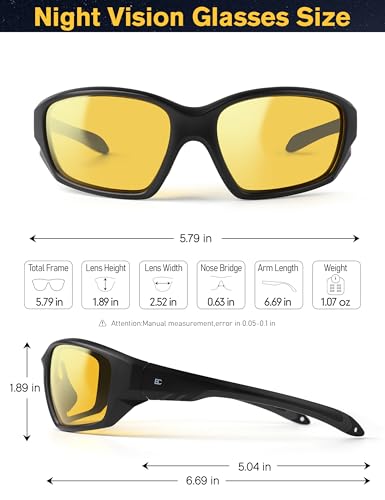 BIRCEN Night Vision Glasses for Driving: Running Cycling Sport Night Anti Glare Yellow Glasses for Men Women3