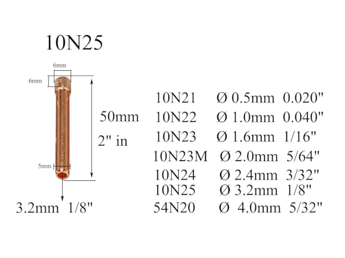 Image of RIVERWELD TIG Collet Bodies 10N25 10N28 1 /8 inch 3.2mm Assorted kit 15pcs | Fit DB PTA SR WP 17 18 26 TIG Welding Torch