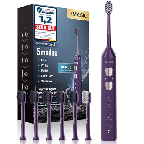 Brosse à Dent Électrique, Brosse a Dent Sonique, Brosse a Dent Electrique - 3 Intensités 5 Modes, 40000VPM, IPX7, Autonomie de Batterie de 180 Jours et...