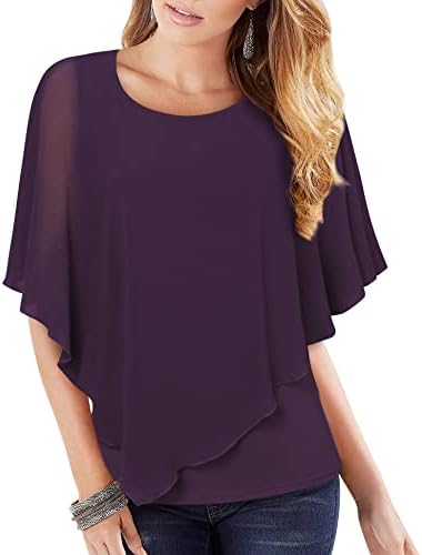 Lotusmile Blouses for Women Dressy Casual, Womens Flattering Plus Size Formal Tops Loose Fit Holiday Blouse Cute Shirts for Dates Woman Work Blouse Summer Business Casual Top (Dark Violet, XXX-Large)