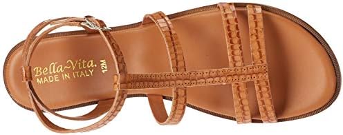 Bella Vita Made in Italy Women's Strappy Sandal Flat, Natural Croco Italian Leather, 9 Wide | Image 4