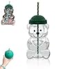 Bear Straw Cup, 20oz Glass Bear Cold Cup with Straw and Beanie-lid, Cute Animal Themed Mugs for Hot Cold Drinks Coffee Beer Wine, Dishwasher Safe Glassware Gift for Family Friends (1pc)