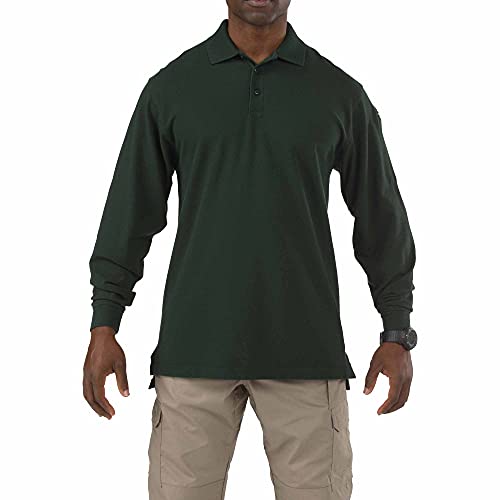 5.11 Tactical Professional Long Sleeve Polo Shirt, Cotton Pique Knit, Reinforced Seams, Style 42056