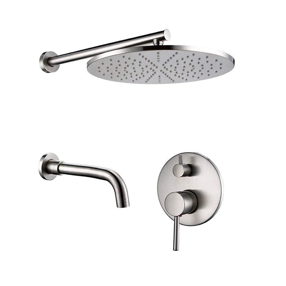 CWCQGH Bathtub Faucet Brushed Brass Diverter Mixer Tap Set Fill The Bathtub Spout 8-12" Sprinkler Head System Bathroom Shower Faucet,2ways,8inch,210mm,2ways-12inch-210mm
