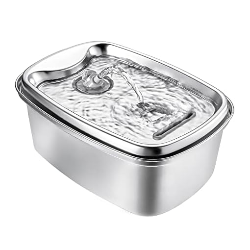 OlarHike Cat Water Fountain Stainless Steel, 61oz/1.8L Dog Water Bowl Dispenser Automatic Pet